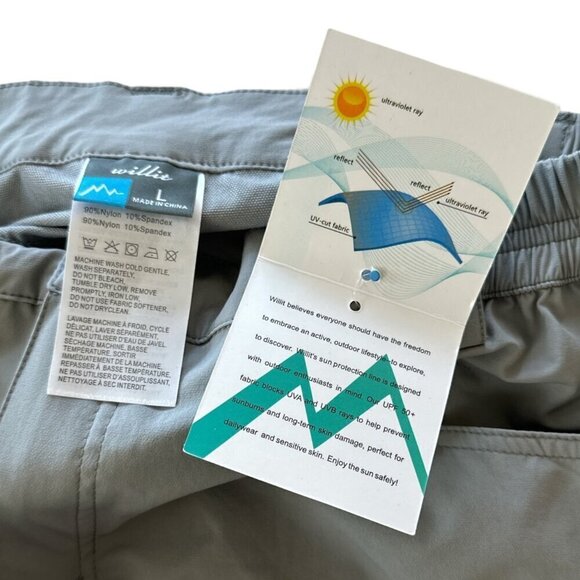 Willit Gray UPF 50+ Sun Protection Cargo Hiking Active Pockets Shorts NWT NEW L - Picture 3 of 3